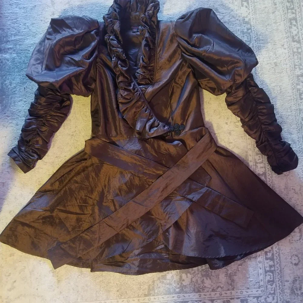 Simon Chang Brown Puffed Sleeve Blazer - Picture 2 of 2